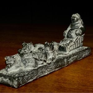 Wolf Original Soapstone dogsled carving sculpture